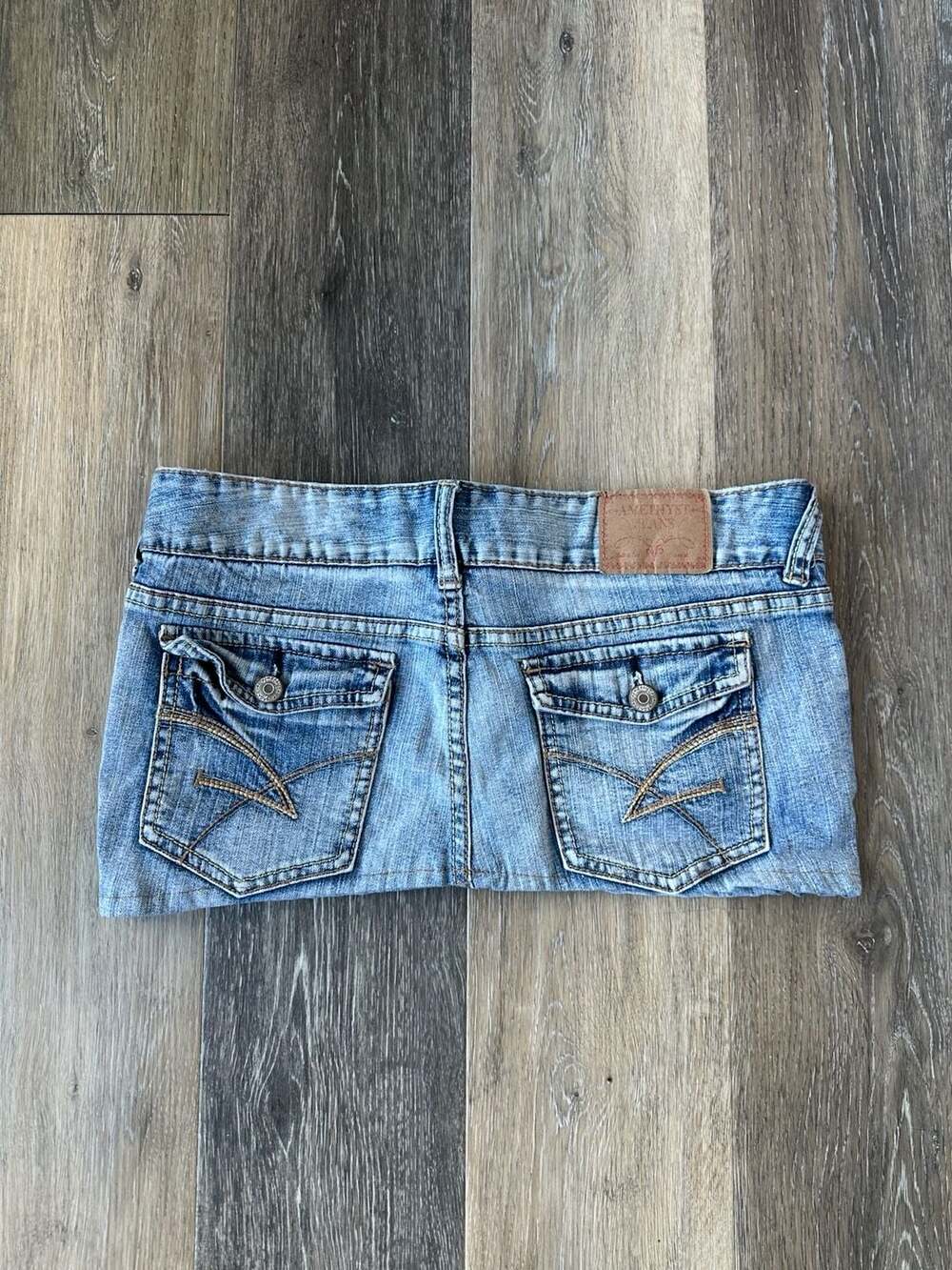 Vintage Y2K Amethyst Reworked Denim Micro Mini Skirt Size 9